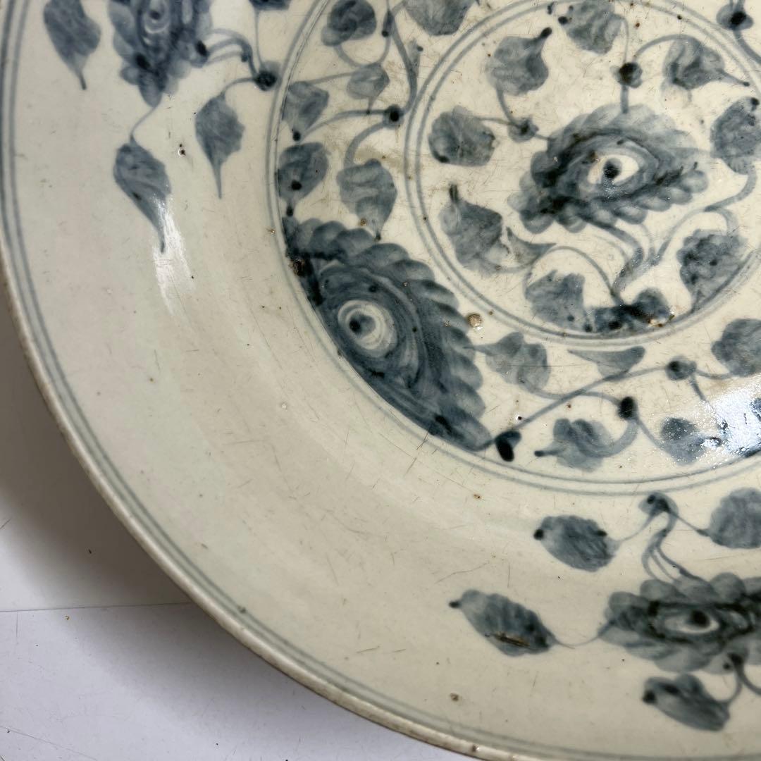 中国民時代　南京　古染付　大皿　幅約31.5cm 東K8-0202☆2F トヒチ