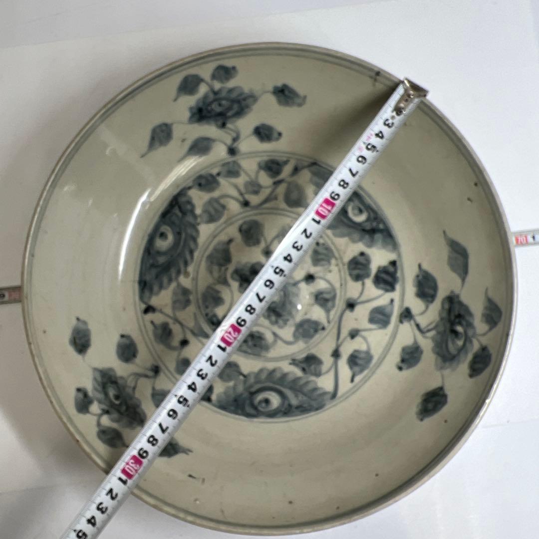 中国民時代　南京　古染付　大皿　幅約31.5cm 東K8-0202☆2F トヒチ