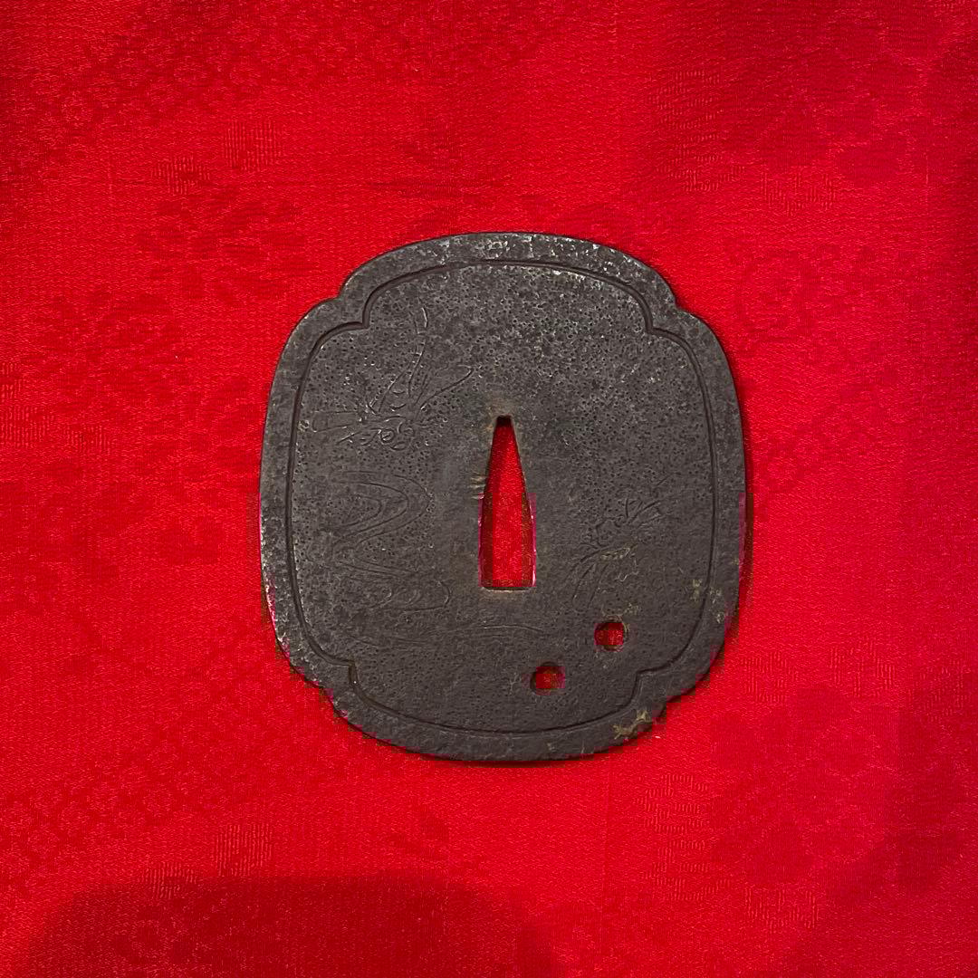 刀　鍔　切羽　2点　勝虫図　② 骨董　古美術