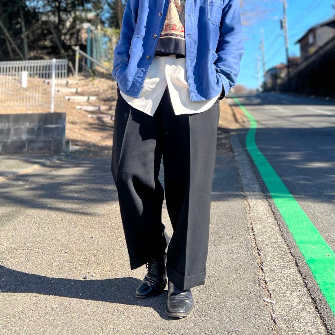 50s ドレスパンツ ユーロヴィンテージ ワイド スラックス ウール