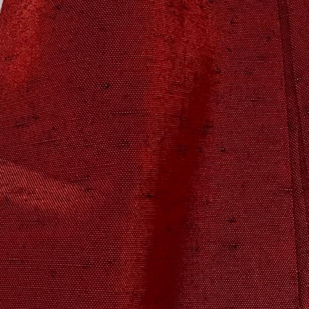 sy254 色紬 正絹 紬着物 色無地 身丈159裄丈67 新品美品 赤
