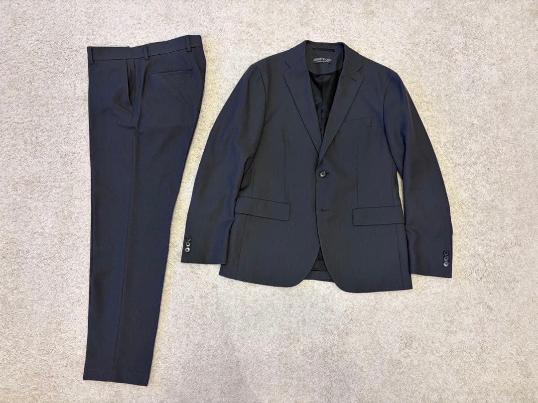 マイクロ ピンヘッド 2ボタン ジャケット　パンツ 【セットアップ】グレー　M