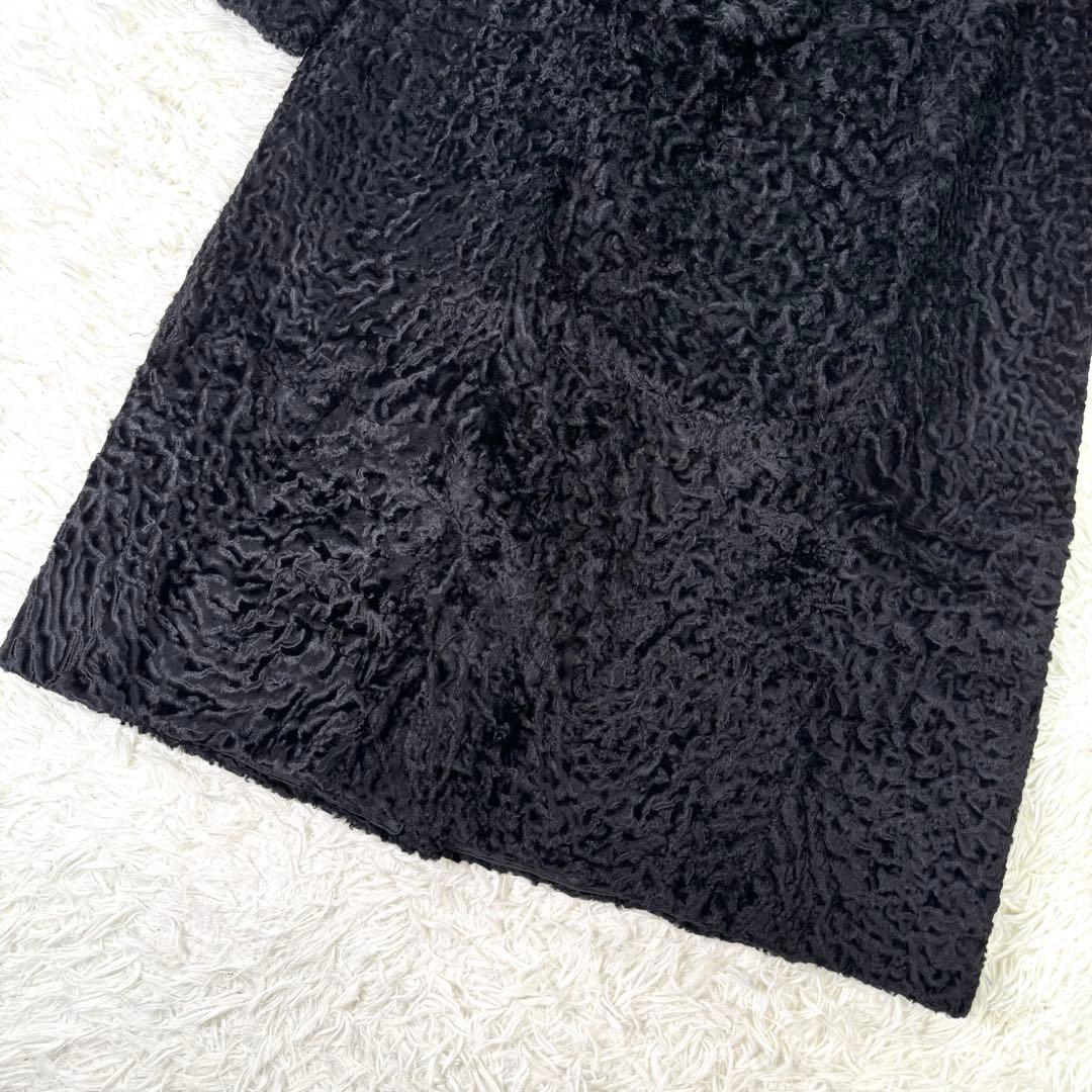 【着丈107㎝!!!】アストラカン×ブルーフォックスファー　ファーコート　本毛皮