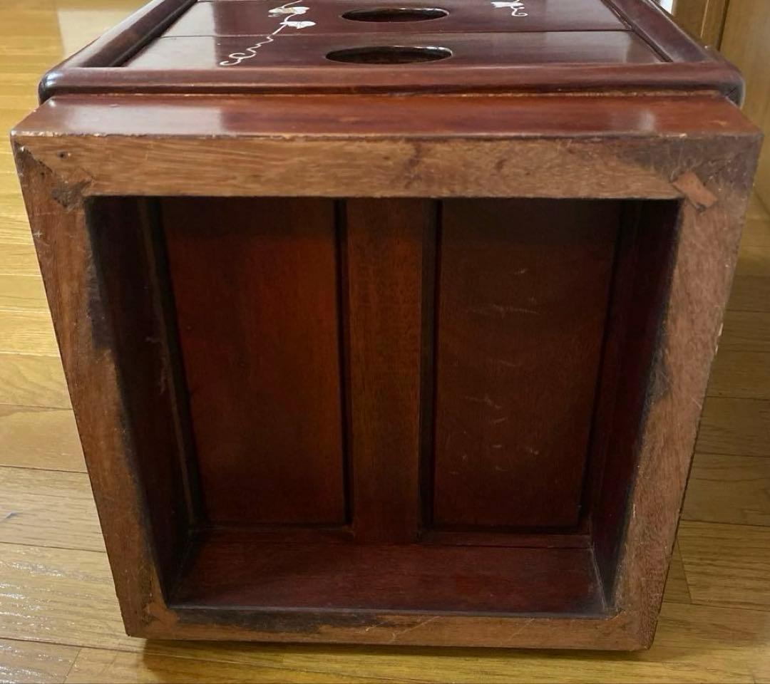 中国　唐木　チェスト　螺鈿細工　象嵌　5段　1点　引き出し　花梨　螺鈿