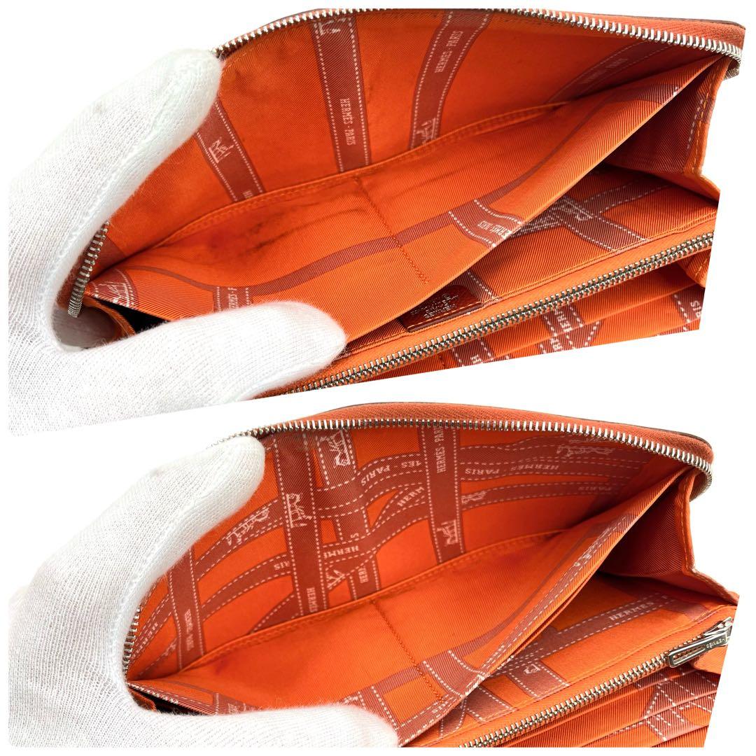 HERMES エルメス アザップロング シルクイン ラウンドファスナー リボン柄