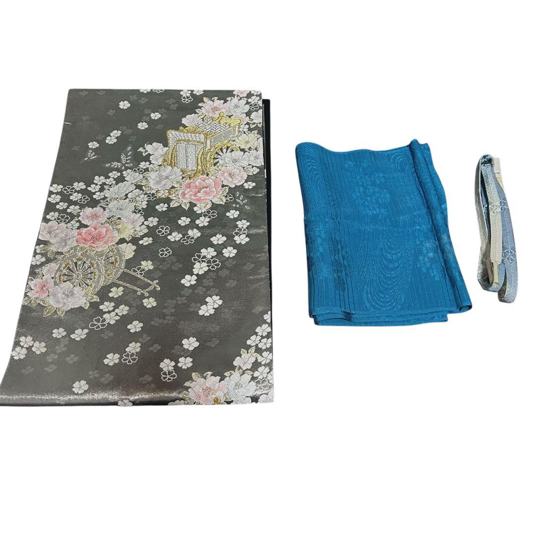 新品　美品　袷　正絹　縮緬　金彩　一つ紋　訪問着　フルセット