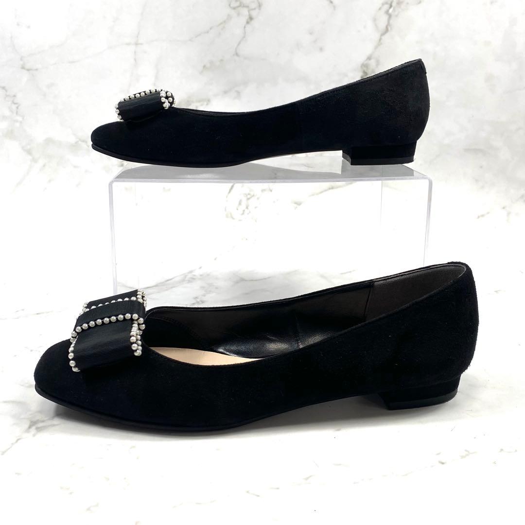 DIANA x chay パールリボン パンプス フラットシューズ 黒 24.5