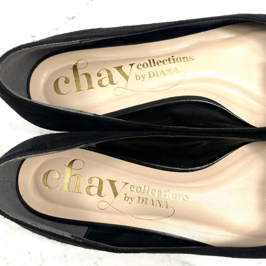 DIANA x chay パールリボン パンプス フラットシューズ 黒 24.5