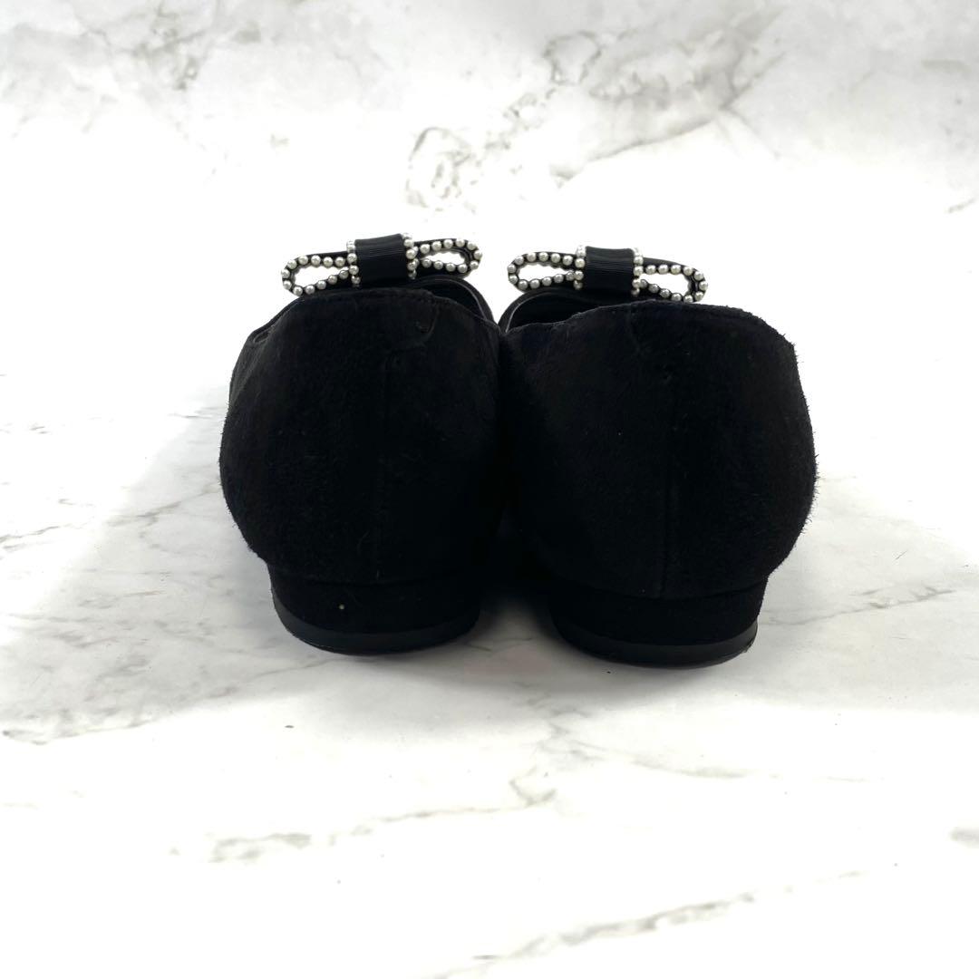 DIANA x chay パールリボン パンプス フラットシューズ 黒 24.5