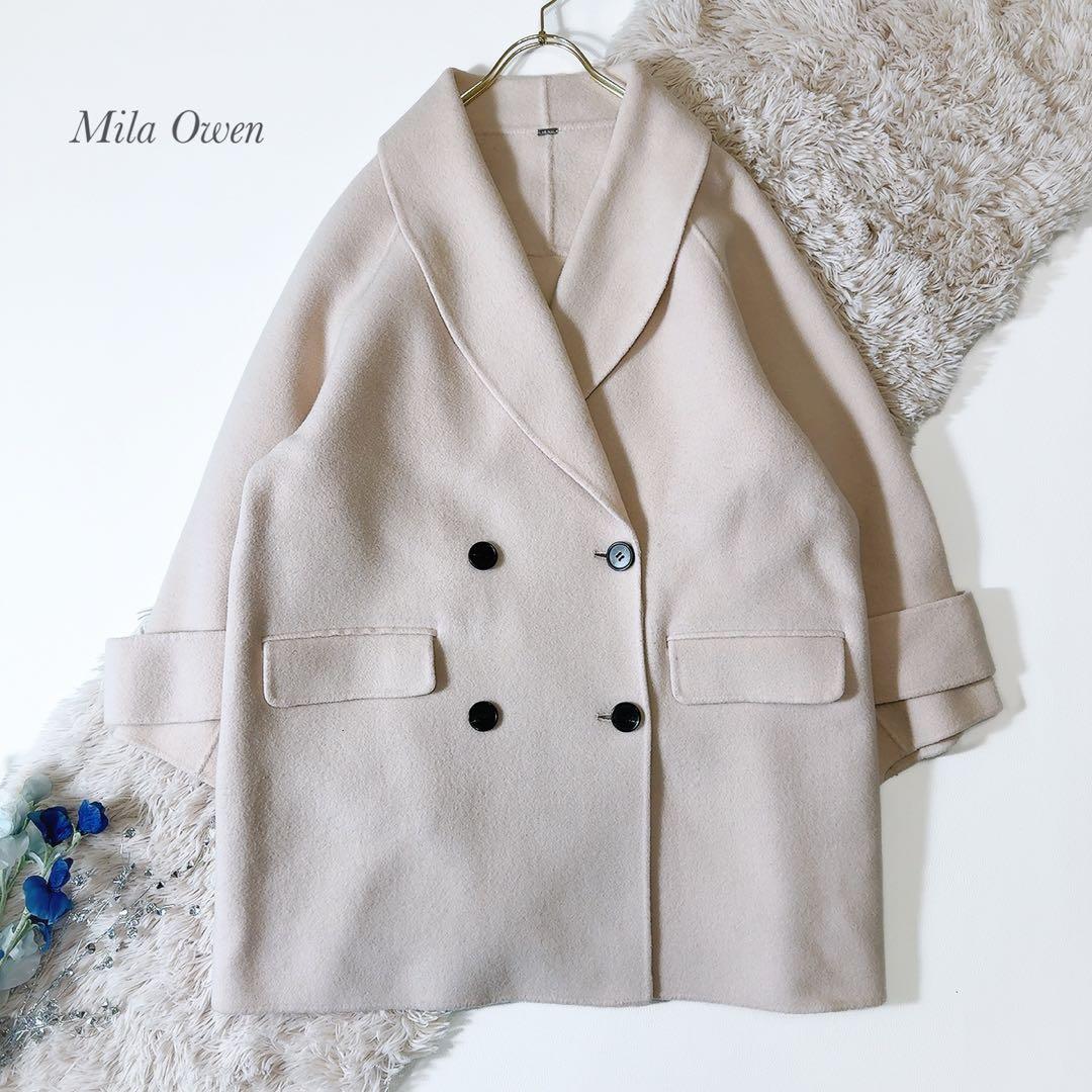 美品ꕥミラオーウェン 接結ハーフ丈Aラインコート ゆったり 川口春奈さん ドラマ