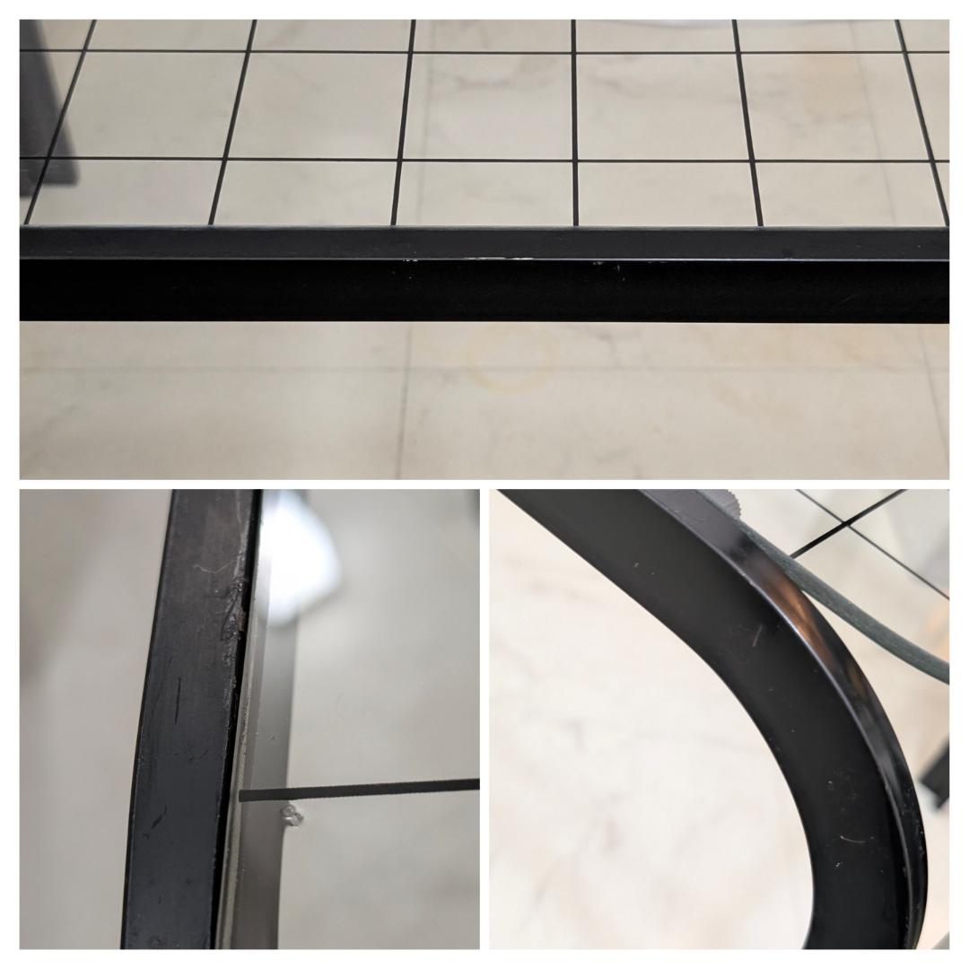 グリッド柄 リビング ガラス テーブル 黒 80s ビンテージ ポップ