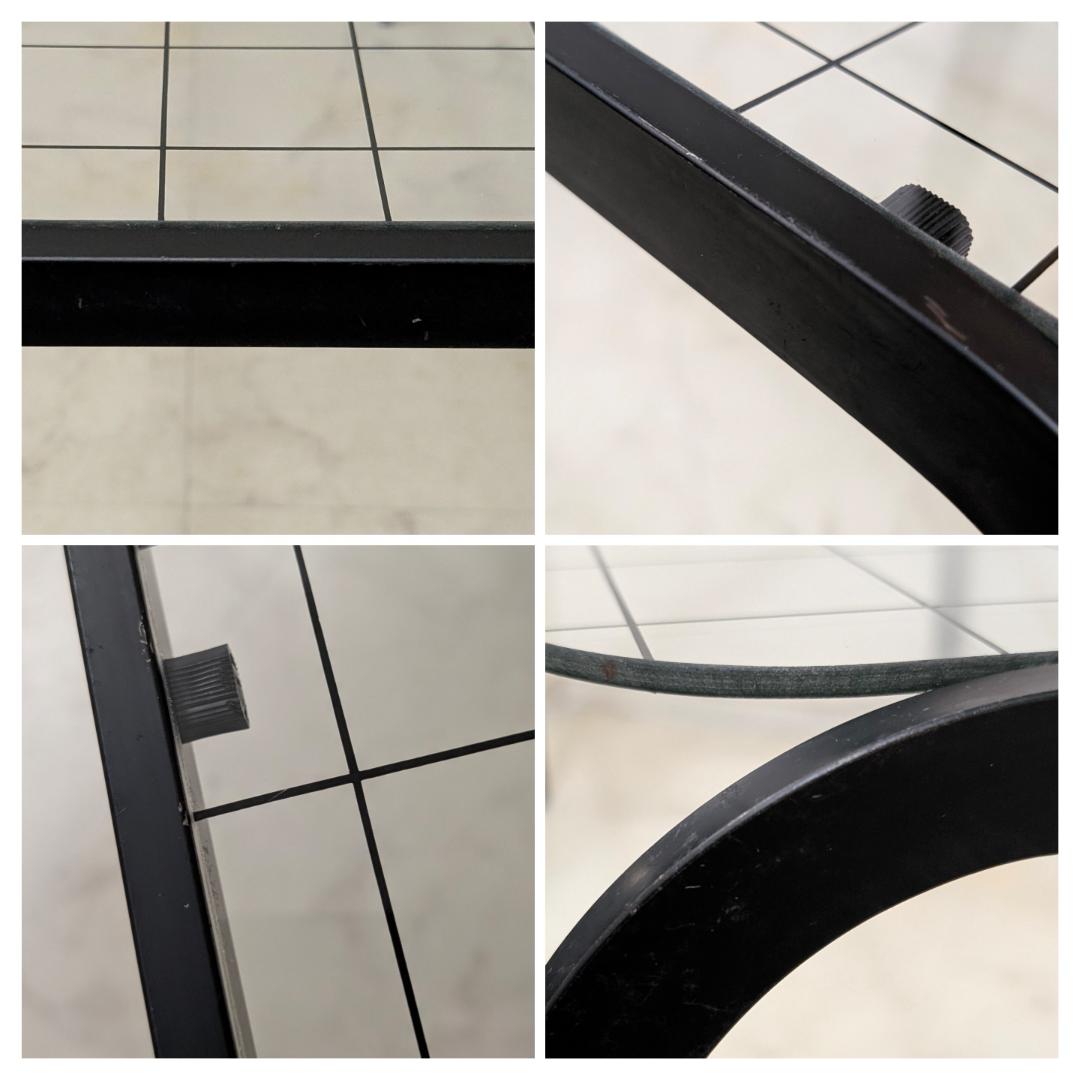 グリッド柄 リビング ガラス テーブル 黒 80s ビンテージ ポップ