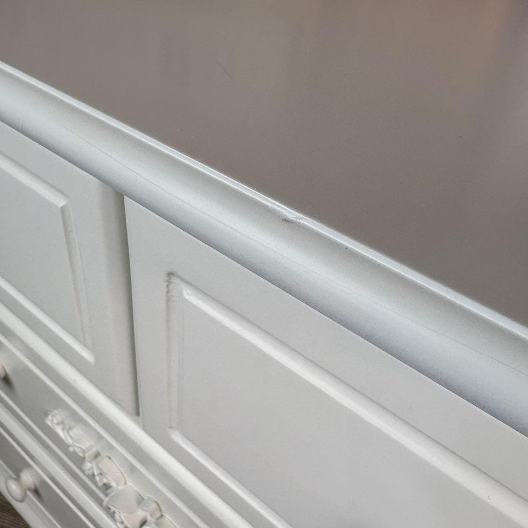 訳あり品！【102】フレンチ調ホワイトチェスト三段四つ引き木製収納家具姫系タンス