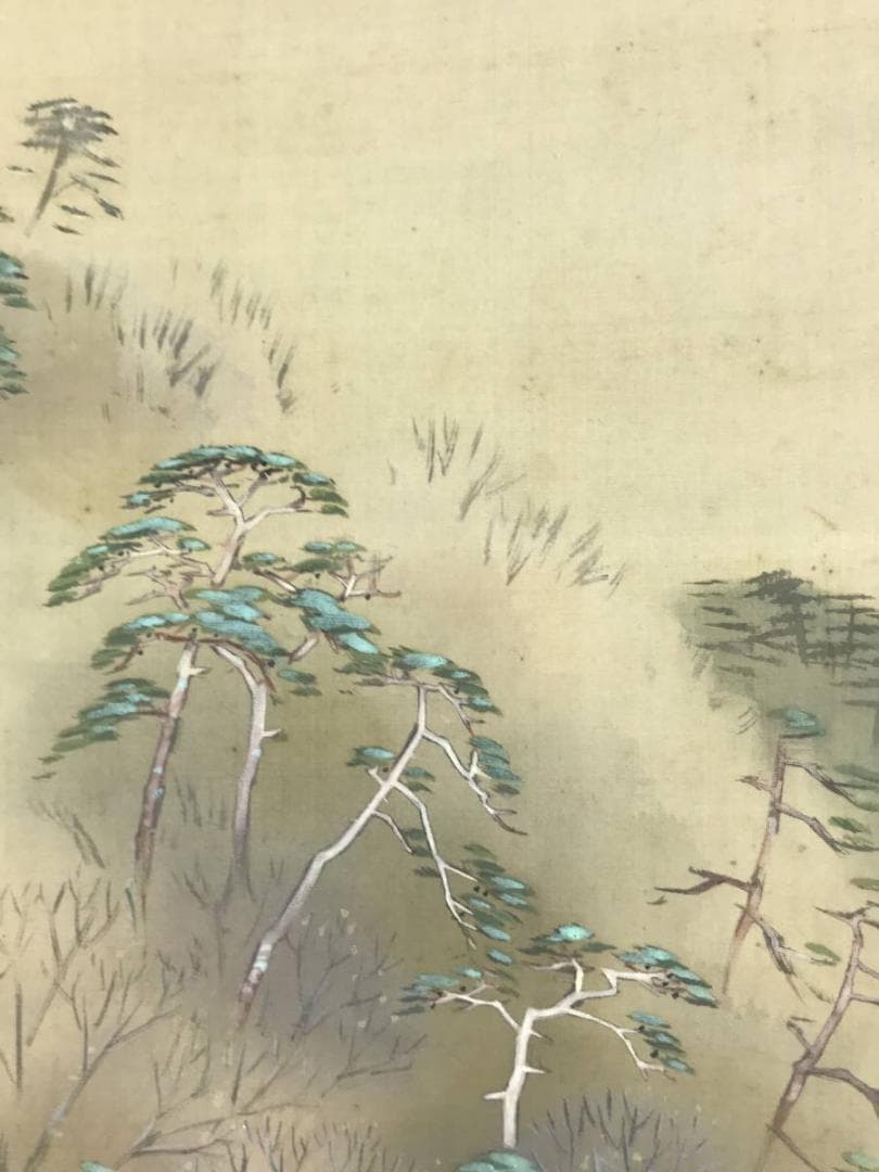 真作/池田遙邨/山水図/嵐峡/嵐山/遊覧船/掛軸/名家伝来/AE-120