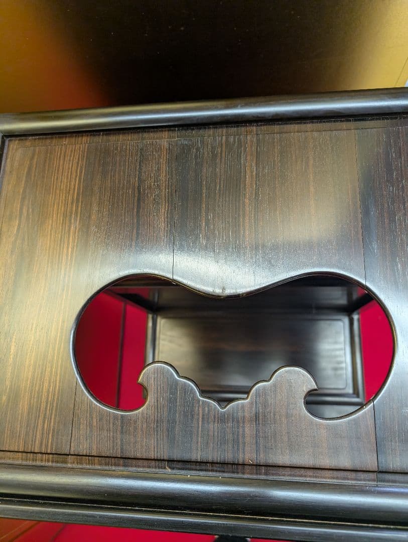 総黒檀 最高級 黒檀 文机 書斎 机 唐木家具 銘木 無垢材 飾り棚