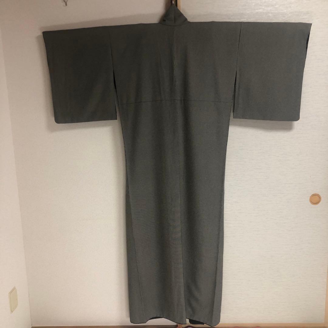 【未使用　トールサイズ】東レ　江戸　万筋　アンサンブル　裄丈70.5 身丈170