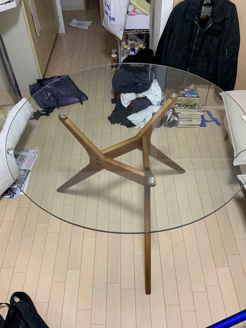 ブラウン ガラス天板 センターテーブル 110cm