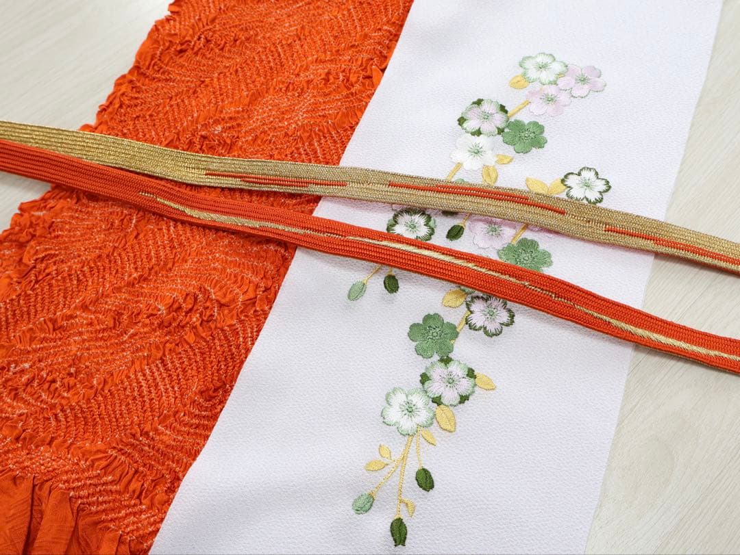 振袖セット 青にオレンジ 大花