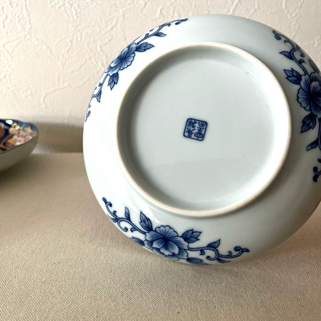 ○M648 ○有田焼 永祥窯 古伊万里　牡丹金彩 輪花皿【5枚】未使用美　華やか