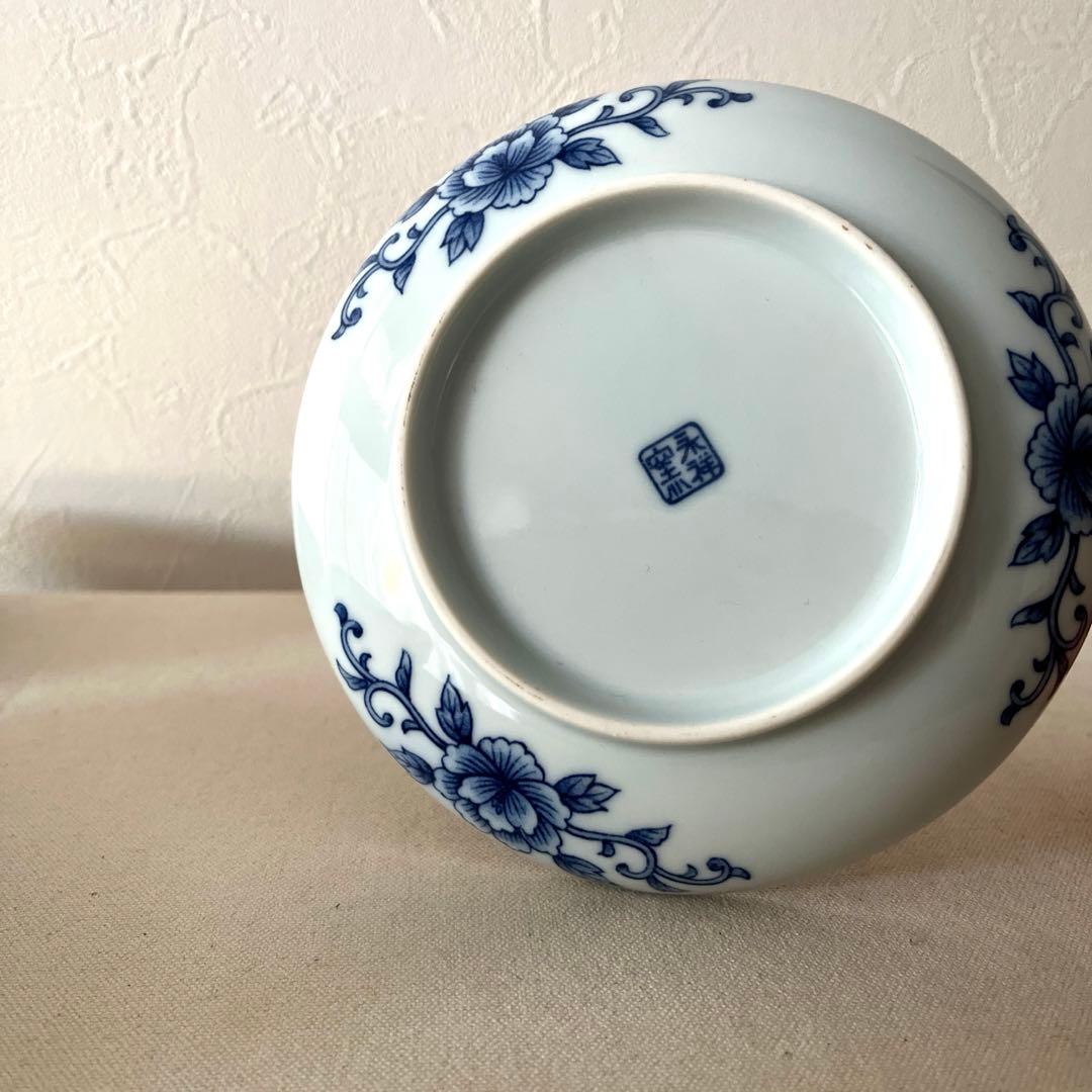 ○M648 ○有田焼 永祥窯 古伊万里　牡丹金彩 輪花皿【5枚】未使用美　華やか