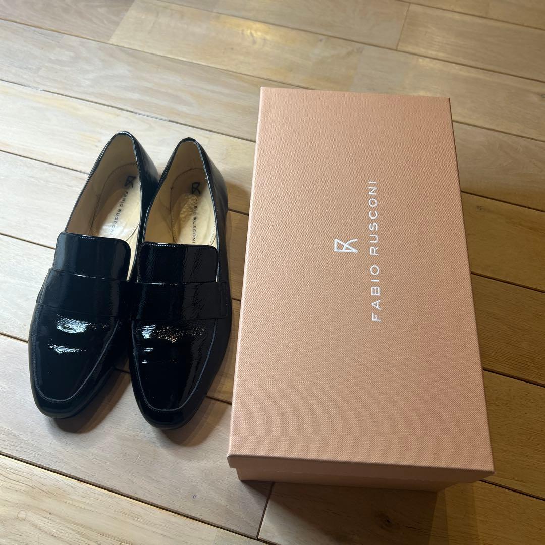 Fabio Rusconi モカデザインレザーシューズ （ブラックエナメル）37