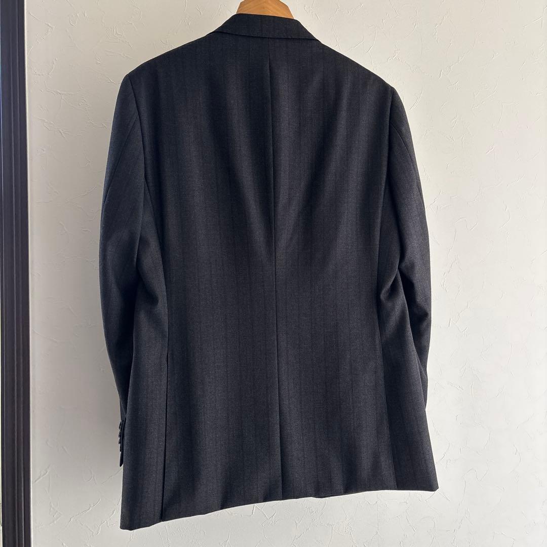 【美品】イタリア　ロロピアーナ　ダークグレー ストライプ スーツジャケット