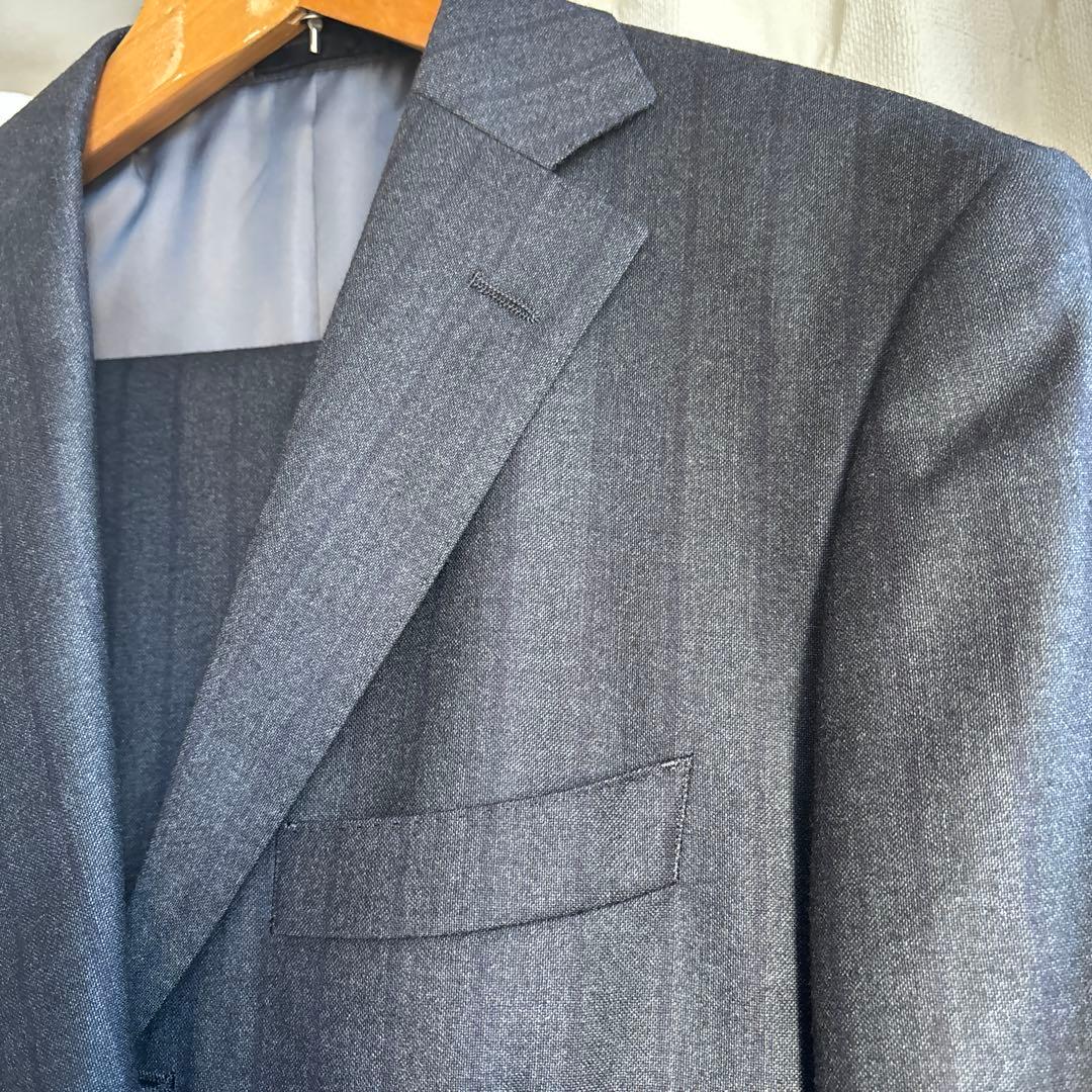 【美品】イタリア　ロロピアーナ　ダークグレー ストライプ スーツジャケット