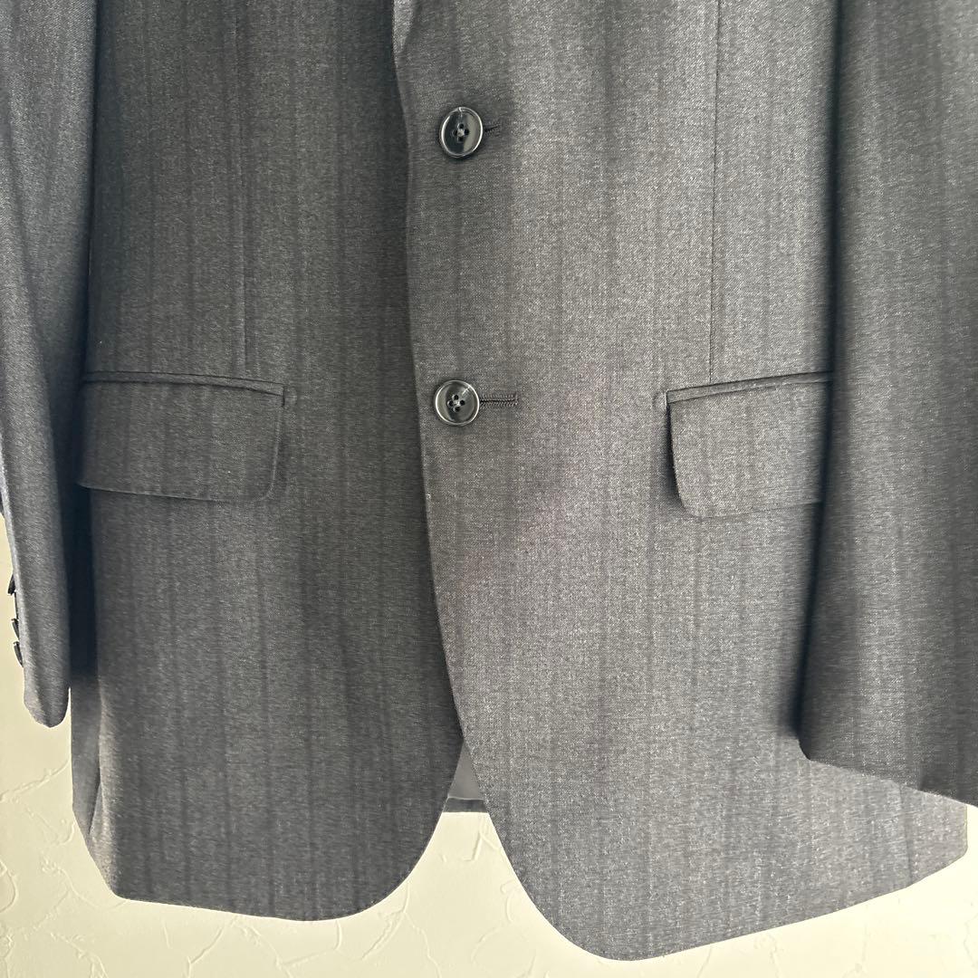 【美品】イタリア　ロロピアーナ　ダークグレー ストライプ スーツジャケット