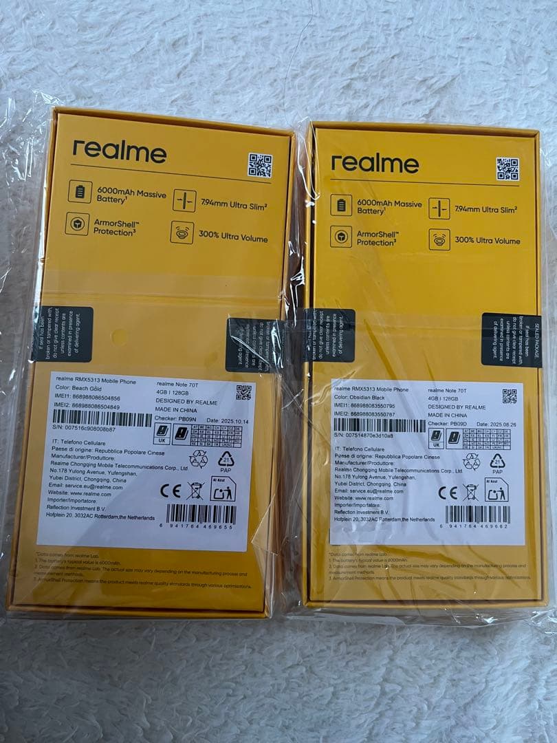 Realme note 70T 4GB/128GBブラック+ゴールド2個セット
