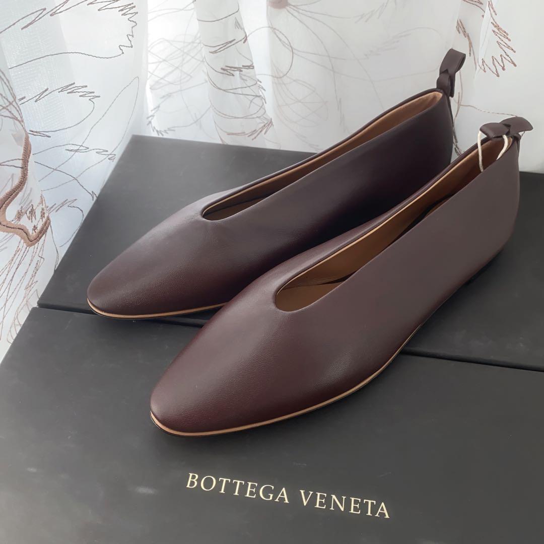 残り１【新品】BOTTEGA VENETA アーモンド フラットシューズ ワイン