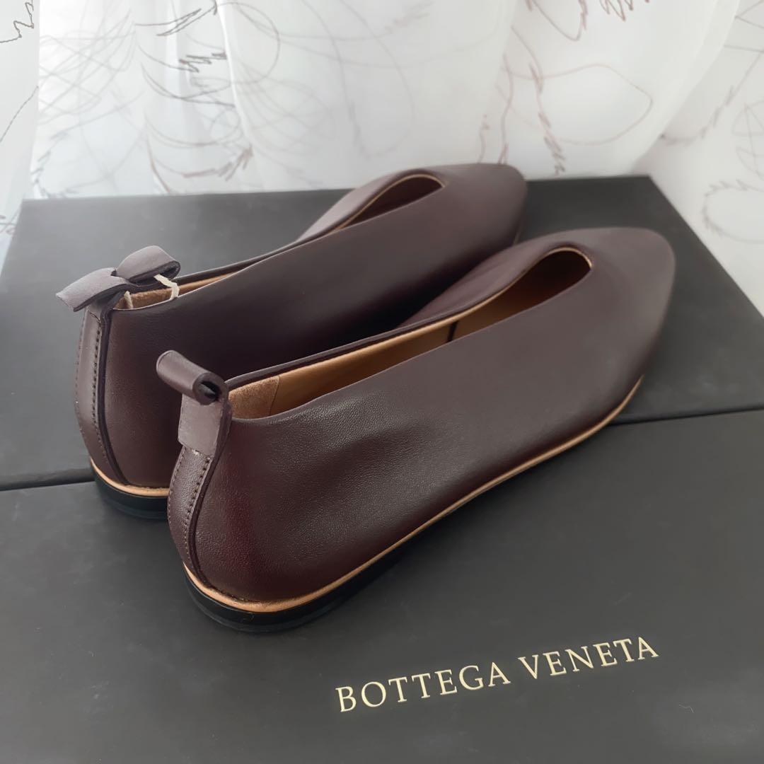 残り１【新品】BOTTEGA VENETA アーモンド フラットシューズ ワイン