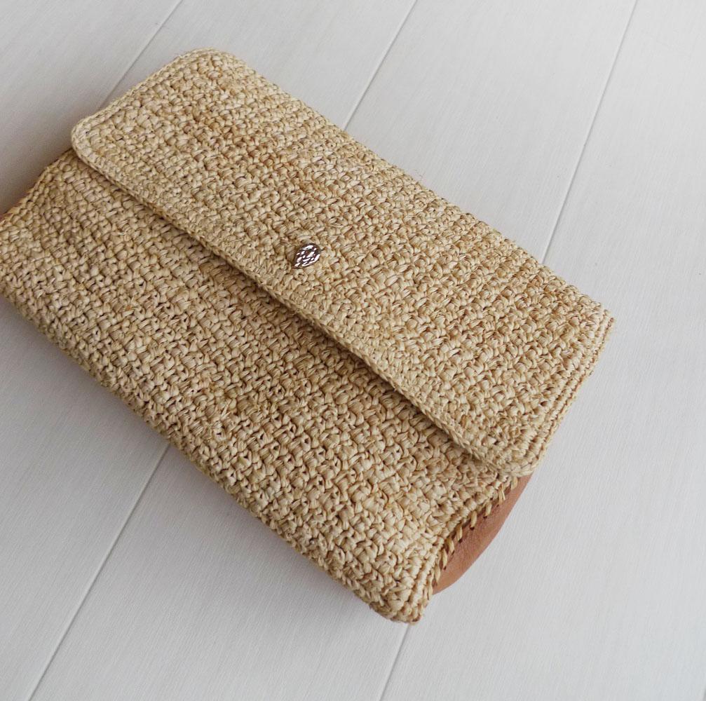 美品 ヘレンカミンスキー ラフィア クラッチバッグ かごバッグ Q219