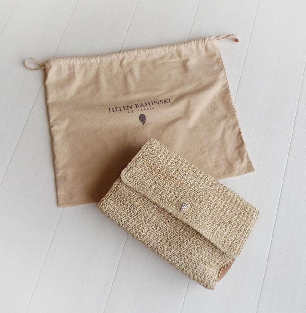 美品 ヘレンカミンスキー ラフィア クラッチバッグ かごバッグ Q219