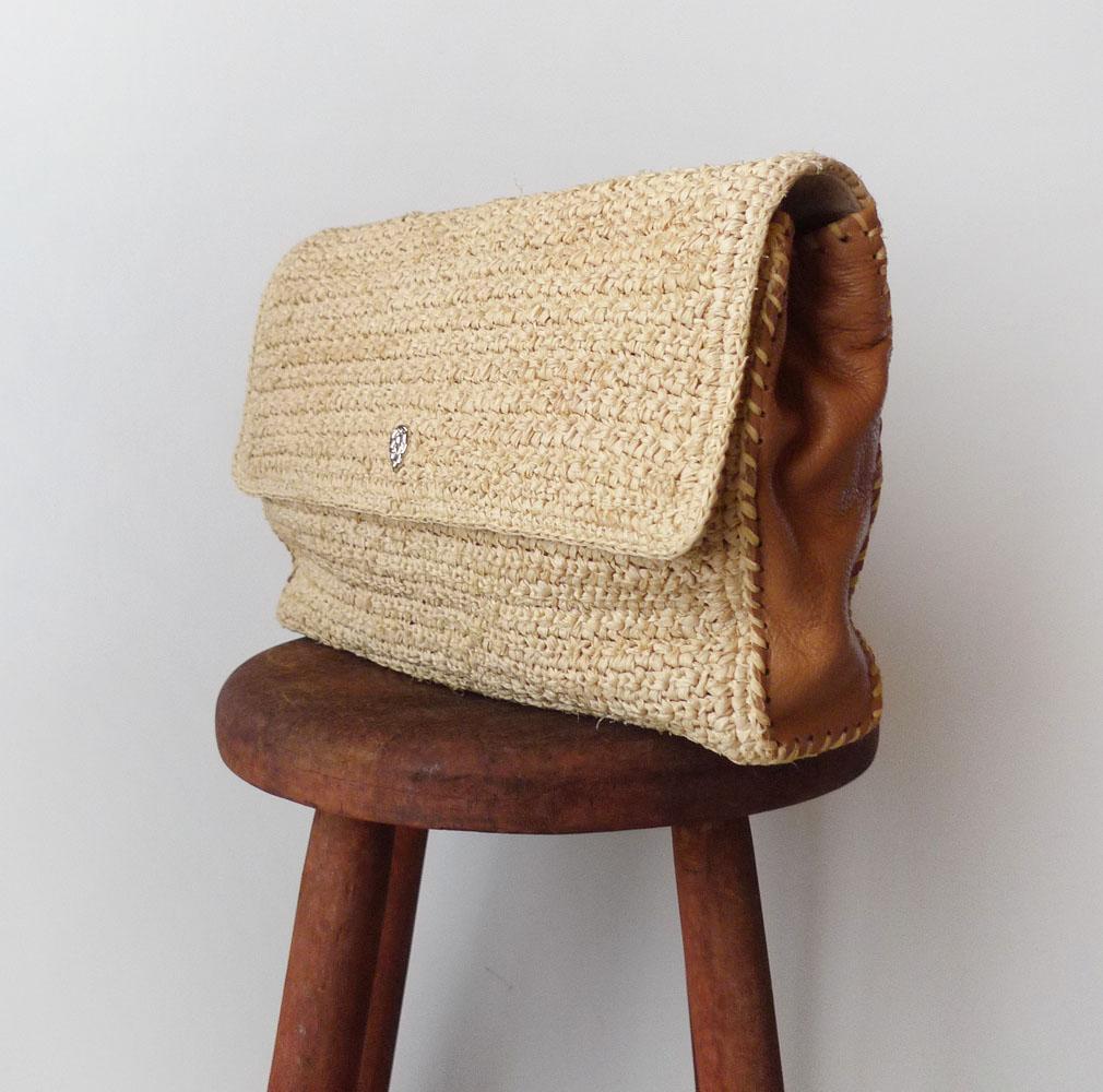 美品 ヘレンカミンスキー ラフィア クラッチバッグ かごバッグ Q219