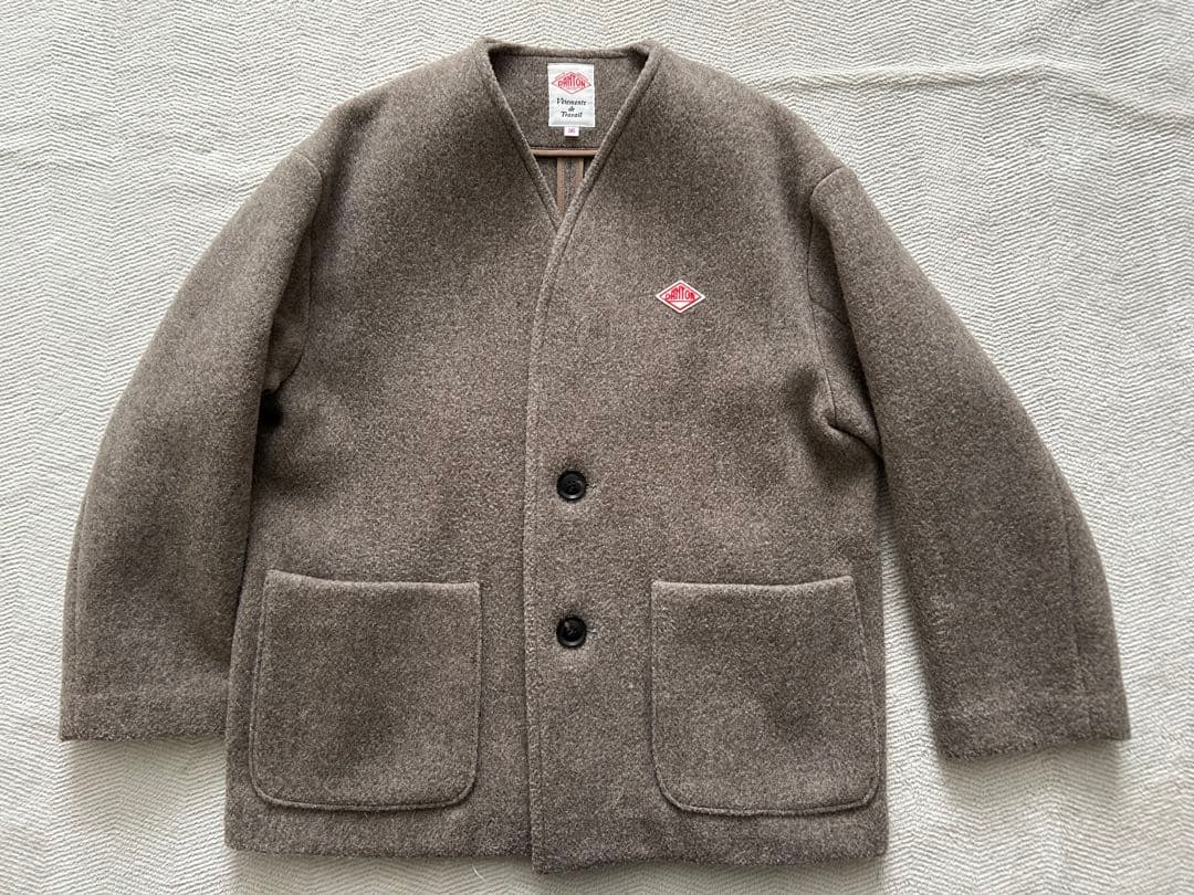 ⭐︎やま⭐︎【DANTON ノーカラージャケット 36 ブラウン】