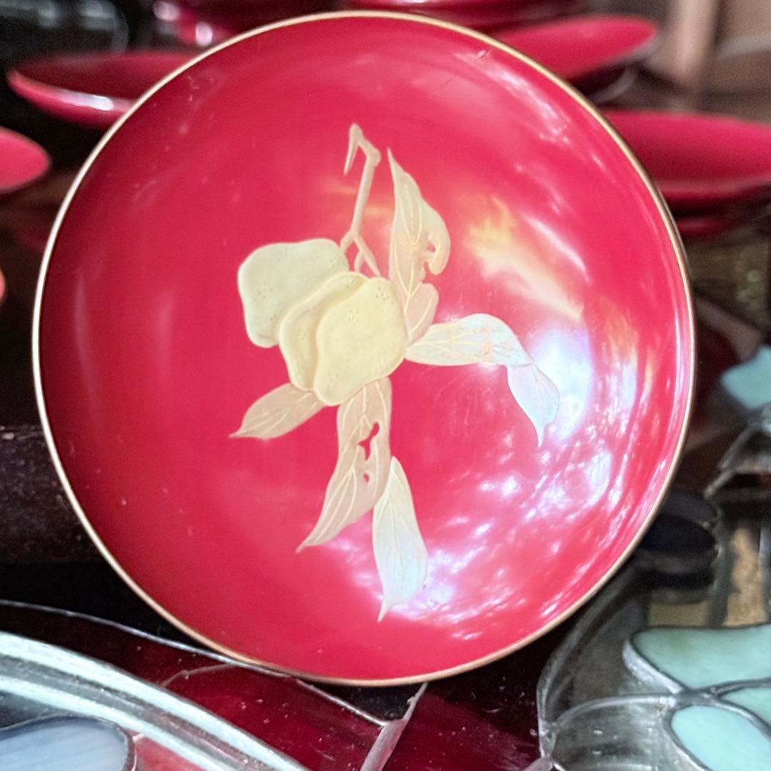 J様へ感謝お嫁入 ‼️高蒔絵『木の実』絵がわり引盃18客➕1プレゼント桐箱入茶道具