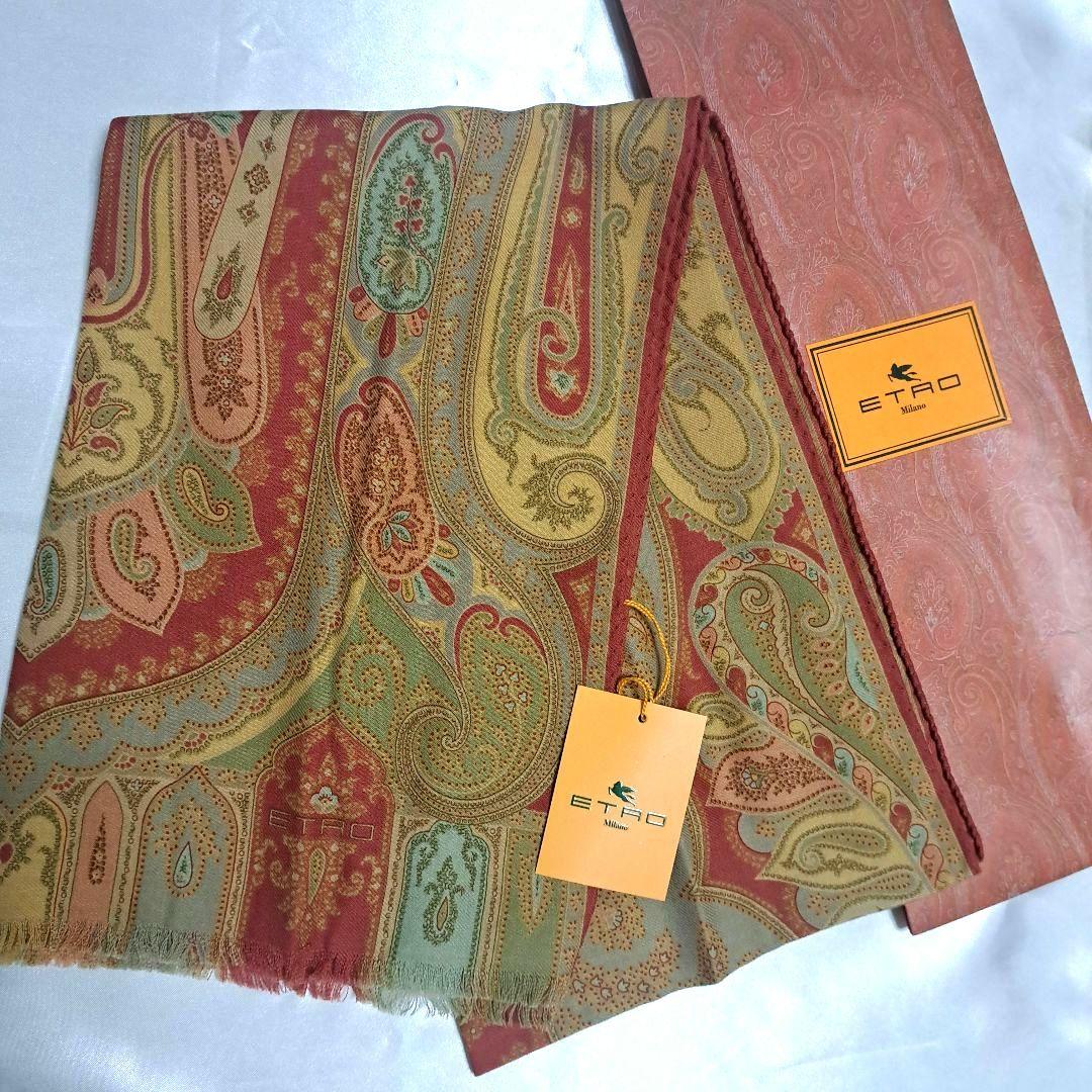 ETRO　エトロ　未使用　ストール　スカーフ　ウール　シルク　ペーズリー