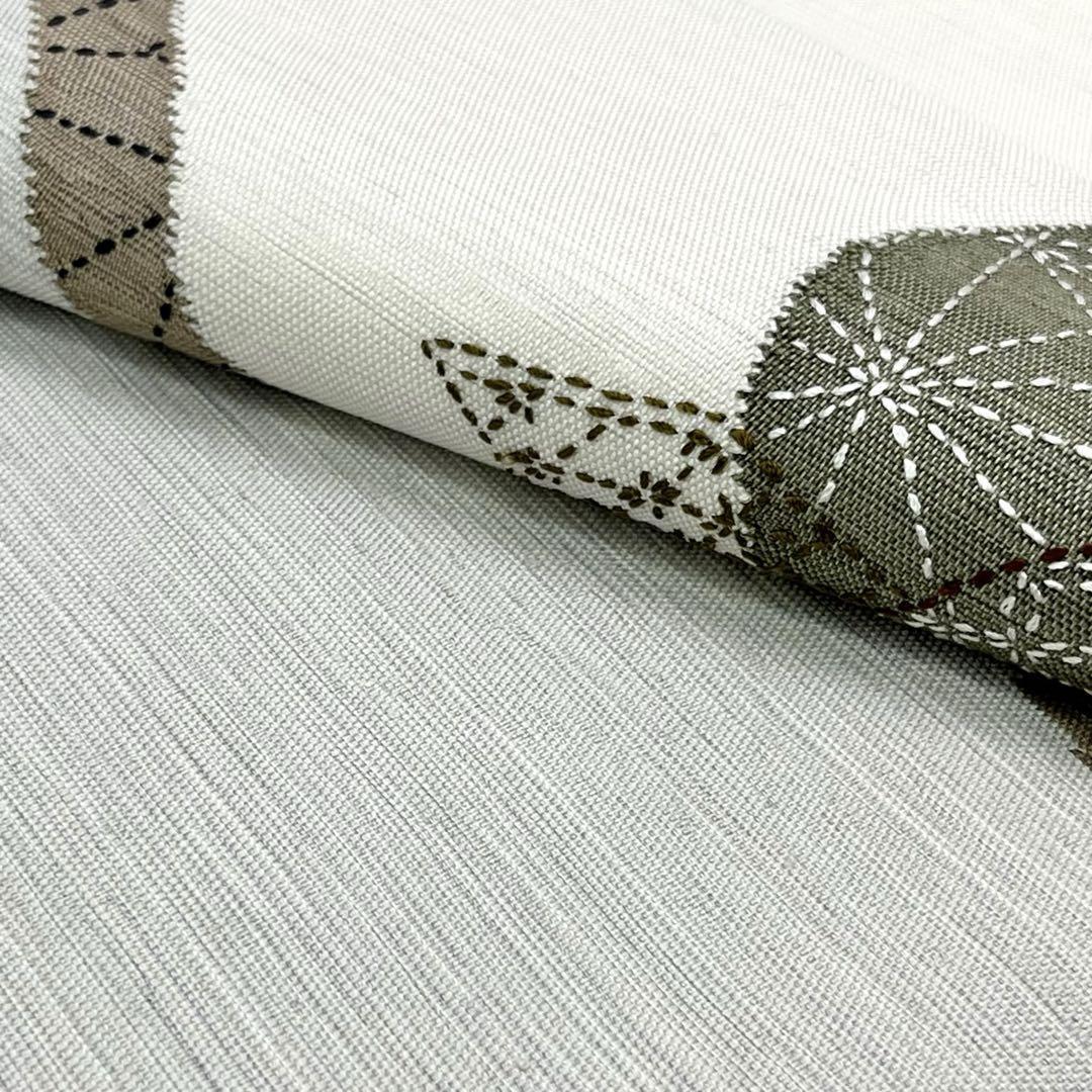 ☆ 名古屋帯 紬 刺し子 果物柄 雲井鼠 カジュアル O-4334