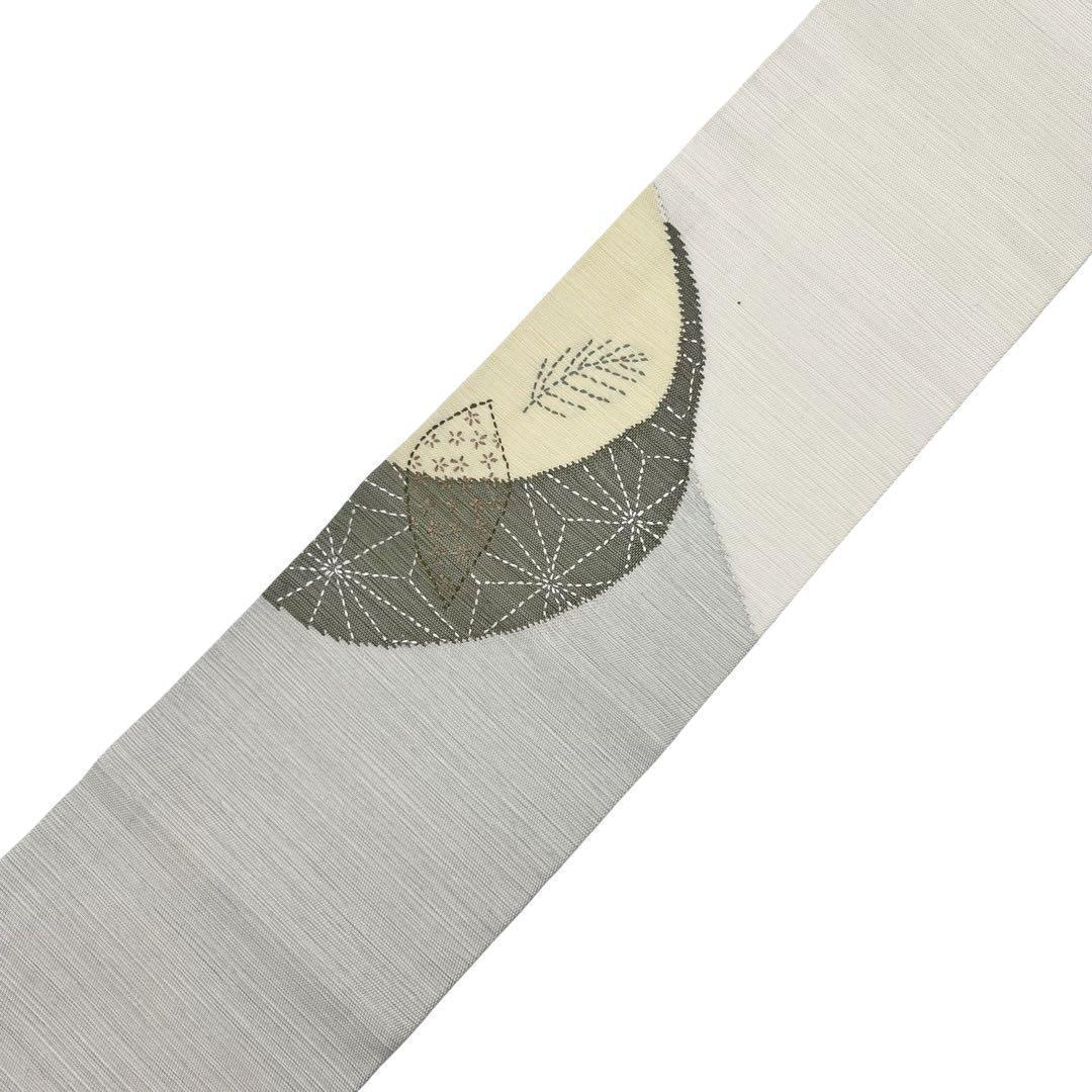 ☆ 名古屋帯 紬 刺し子 果物柄 雲井鼠 カジュアル O-4334