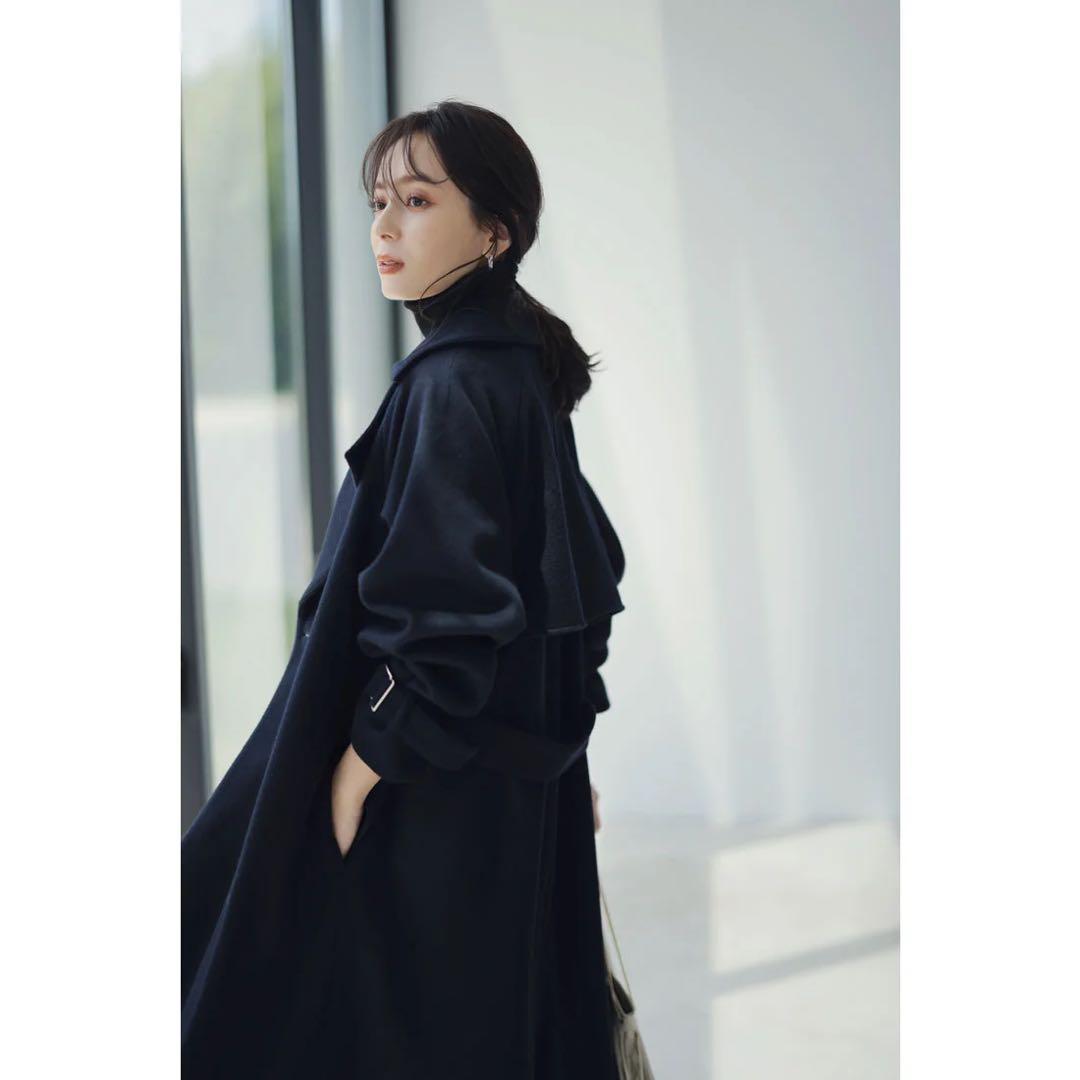 anuans ウールトレンチコート ネイビー