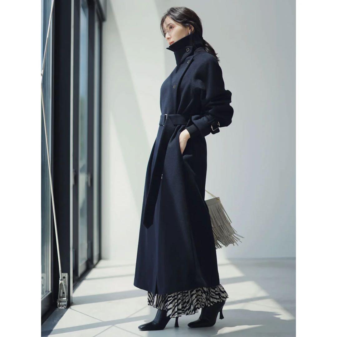 anuans ウールトレンチコート ネイビー