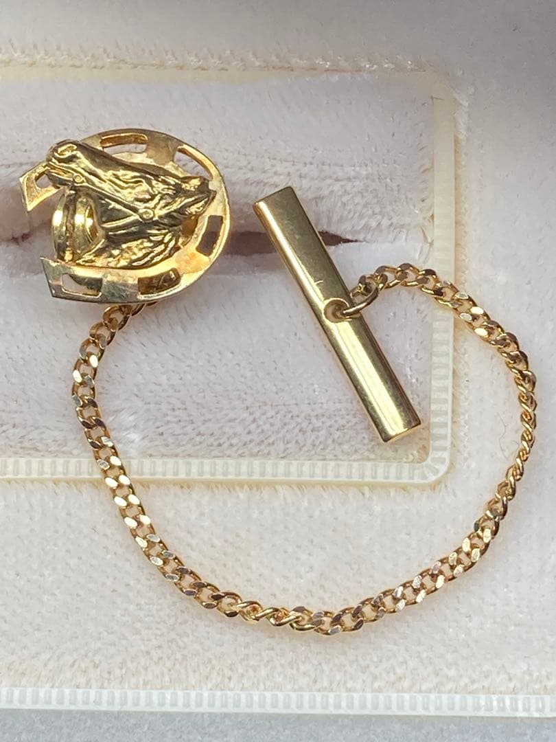 m*k様 【K18】★ホースシュー★ タイタック★ラペルピン /チェーン付 #H