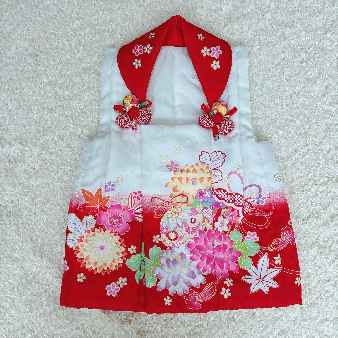 七五三 3歳 女の子 着物 被布セット ピンク 花柄 チェック