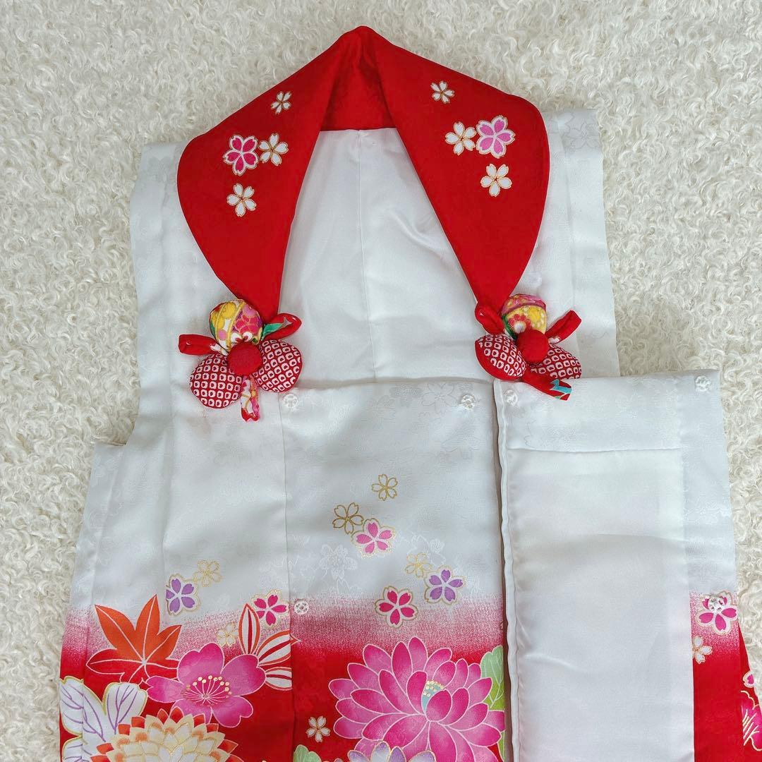 七五三 3歳 女の子 着物 被布セット ピンク 花柄 チェック