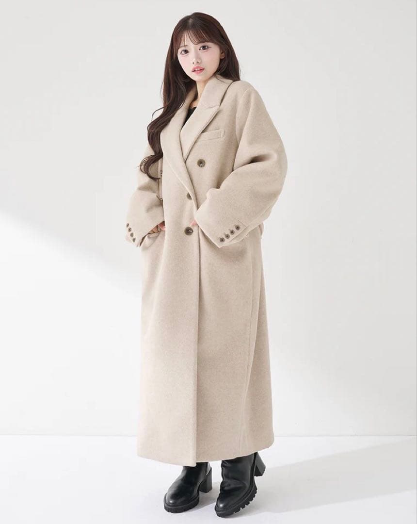 新品未開封　ダーリッチ ダブルロングチェスターコート　ベージュ　ロングコート