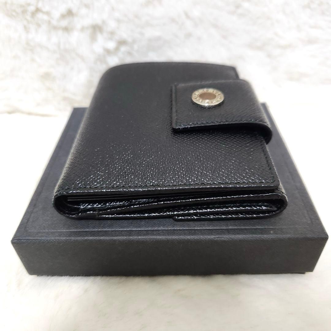✨新品未使用　付属品完備✨ブルガリ　二つ折り　サークルロゴ　ダブルホック　黒