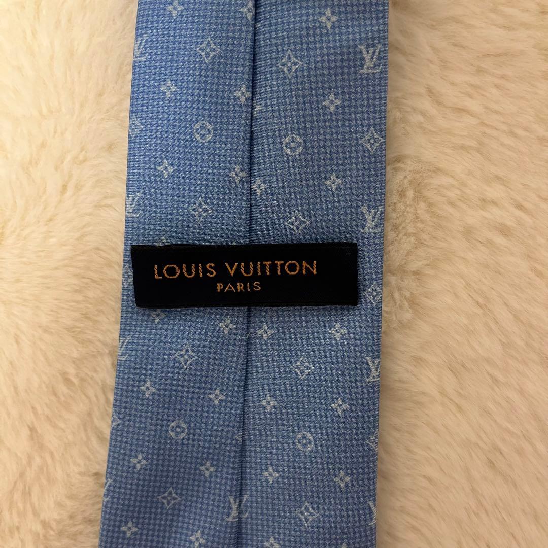 現行品！ ルイヴィトン ネクタイ モノグラム ブルー
