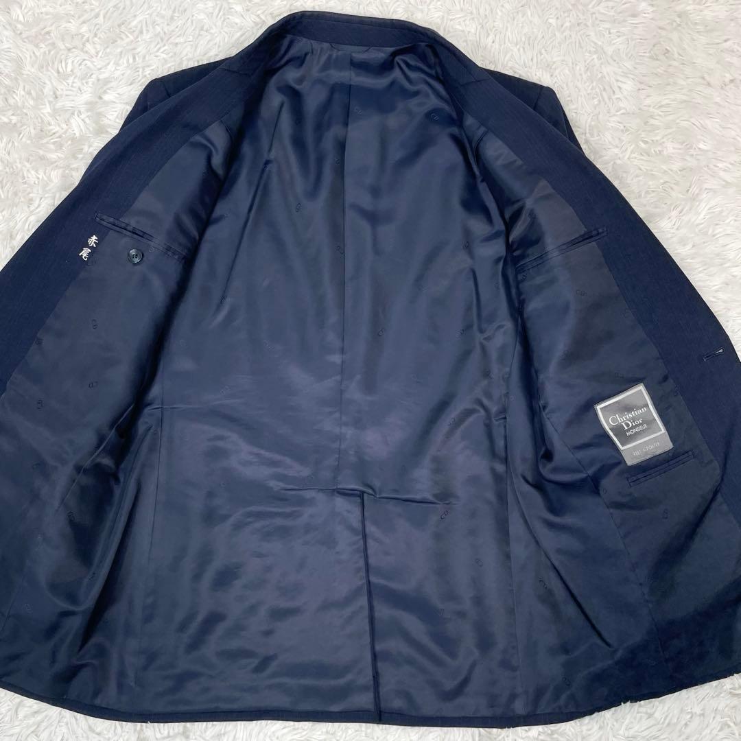 極美品✨クリスチャンディオール スーツ セットアップ ストライプ ネイビー L位