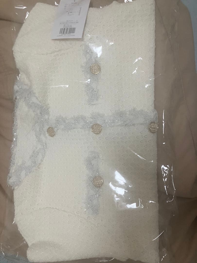 【新品】アプワイザーリッシェ　MIXブレードニットジャケット　白　ホワイト　S