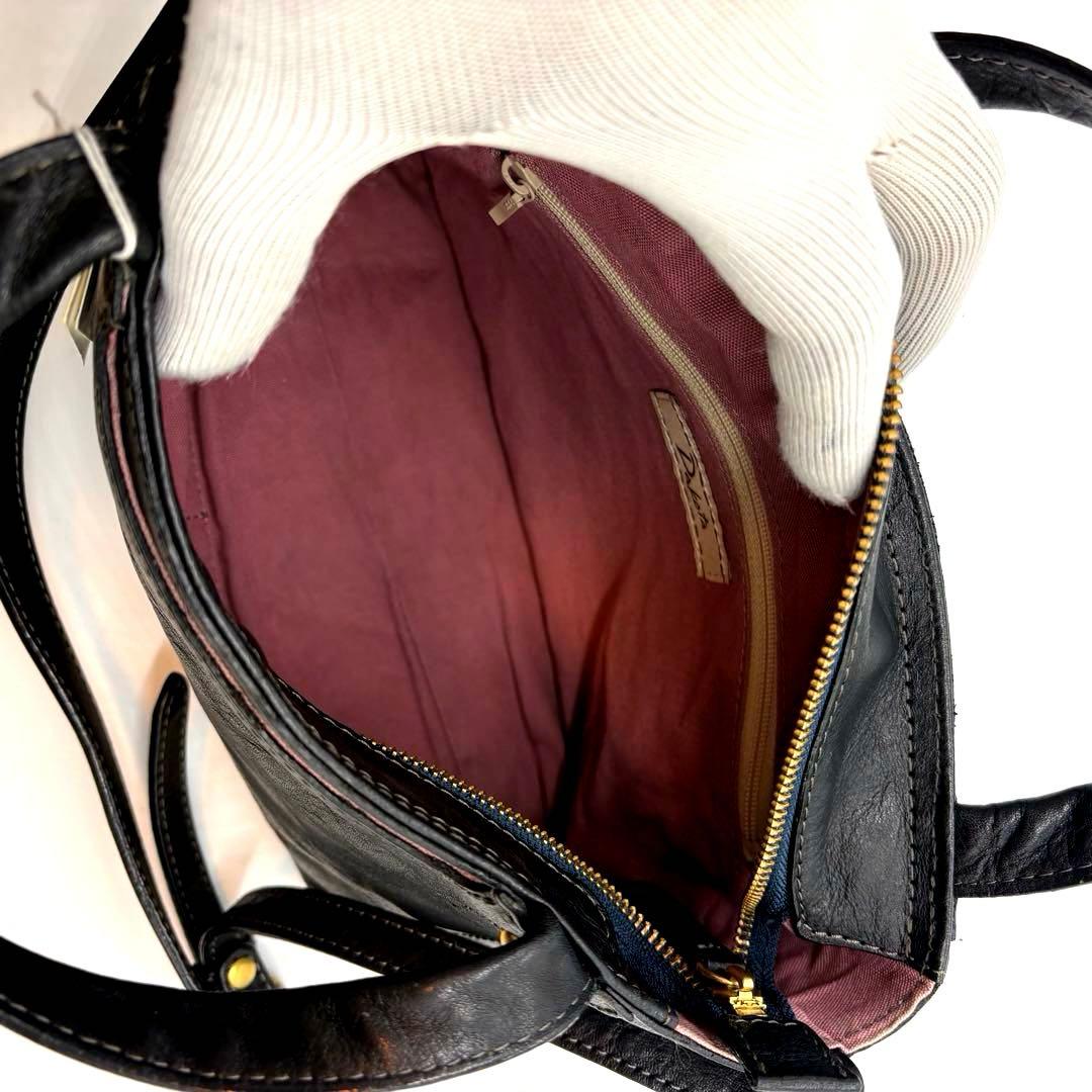 未使用級　Dakota ダコタ キューブ ショルダーバッグ 2way 牛革　黒